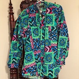 VTG Ruddock Bros. Button Up Mens Cowboy Western Aztec Made in USA